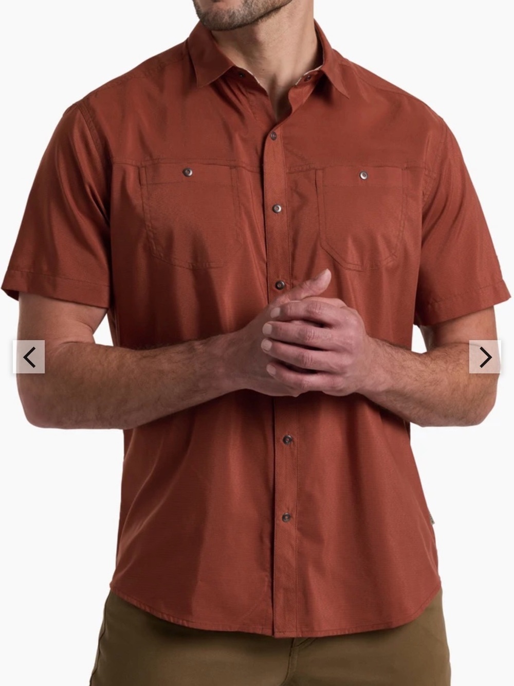 Kuhl Stealth Shirt Mens XL Snap Rustic Brick Button Up Short Sleeve Hiking Trail